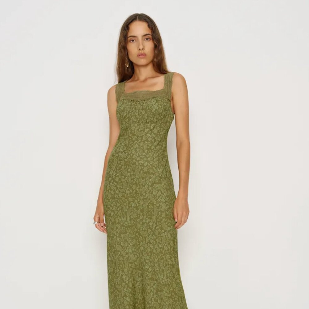 NWOT - Reformation Bobbie Dress Green - Size M